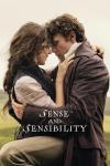 Sense and Sensibility movie poster: A young woman and man embracing closely in a field, wearing period clothing