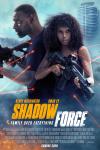 Shadow Force Movie Poster: Isaac (Omar Sy) and Kyrah (Kerry Washington) stand shoulder to shoulder, with laser sights everywhere