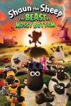 Shaun the Sheep—The Beast of Mossy Bottom movie poster: Cartoon sheep on a colorful farm with a distant, large creature walking at sunset
