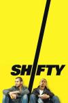 Shifty movie poster: A young White male and a young Asian male sit against a yellow backdrop