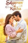 Satyaprem Ki Katha movie poster: Sattu and Katha stand together in a field holding one another