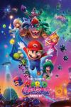 The Super Mario Galaxy Movie movie poster: Mario leaps in front of a collage of other characters