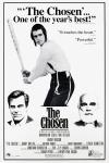 The Chosen movie poster: A young Orthodox Jewish teen stands with a baseball bat, with the faces of two White men below him