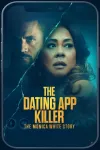 The Dating App Killer: The Monica White Story movie poster: Dark, moody poster with two tense faces and cracked screen effect.