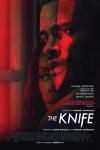 The Knife movie poster: Red-filtered blurry profile of Nnamdi Asomugha, cornered with Aja Nicole King, who plays his wife