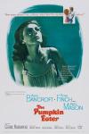 The Pumpkin Eater movie poster: Anne Bancroft looks up to her left against a blue background