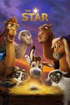 The Star movie poster: Animals cluster around a baby in a straw-filled manger cradle