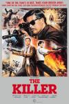 The Killer movie poster: Two armed men in dynamic poses against a backdrop of gunfire and explosions including a man with a sniper rifle
