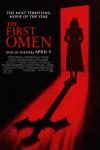 The First Omen Movie Poster: A nun in silhouette stands in a doorway; a red light casts a shadow that looks like a cross