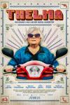 Thelma Movie Poster: A needlepoint-decorated image of June Squibb on a scooter, wearing sunglasses