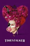 Timestalker movie poster: Alice Lowe blows a bubble, her pink hair arranged in a heart shape above her head