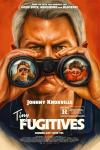 Tiny Fugitives movie poster: Johnny Knoxville stares through binoculars, two 12-year-olds reflecting in the glass staring back