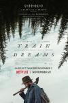 Train Dreams movie poster: Profile of a logger in nature.
