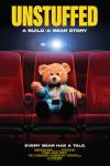 Unstuffed: A Build-a-Bear Story: A small teddy bear in a blue tuxedo sits in a movie theater seat with a bucket of popcorn.
