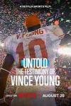 Untold: The Testimony of Vince Young movie poster: Football player celebrating amid confetti in a stadium at night.