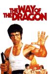 The Way of the Dragon movie poster: An illustration of Bruce Lee in a white vest holding nunchucks hovering over another image of him fighting Chuck Norris.