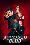 Assassin Club movie poster: Five characters face the camera, two holding guns, with a red background