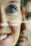 You Can See Everything movie poster: Extreme closeup of Elizabeth Holmes, a blurred image of Nathan Fielder behid her