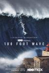 100 Foot Wave TV show poster: A surfer rides down the front of a giant wave
