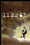 11.22.63 TV show poster: A man is seen running from the perspective of someone looking through a bullet hole.