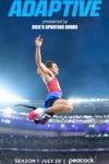 Adaptive: TV Image, male track and field competitor soaring through the air at paralympic games