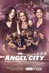 Angel City TV Show Poster: (left to right) Kara Nortman, Natalie Portman, Julie Uhrman stand above the Angel City Football Club.