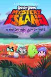 Angry Birds Mystery Island TV show poster: Three hatchlings and one piglet stand on the shore of an island with red sand
