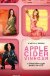 Apple Cider Vinegar TV show poster: Belle, Milla, and Chanelle each inhabit their own square in a pink grid; the words "Apple Cider Vinegar" appear