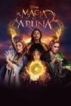 Aruna's Magic TV: Three witches stand on each side of a Mina, a Black witch, all showing their powers manipulating light. Red eyes watch over in sky.