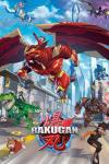 Bakugan TV show: Human kids and their Bakugan pairs run for attack. Main character in front flying with others around him.