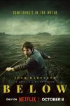 Below TV show poster: A White man in his 40s braces himself at sea on his boat