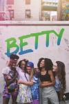 Betty TV poster: Five teens, dressed like skaters, laugh next to a wall in NYC