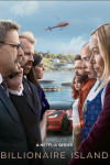 Billionaire Island poster: Svein Roger Karlsen and Trine Wiggen face off with their families lined up next to them. 