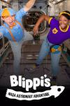 Blippi's NASA Astronaut Adventure TV: Blippi and Meekah lean forward as if jumping up inside a spacecraft.