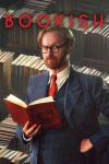 Bookish TV show poster: Mark Gatiss stands in front of a maze of books. He wears a dark blue suit, red tie, and white collared shirt.