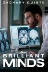 Brilliant Minds TV show poster: a doctor in a lab coat gazes at a collection of brain scans.