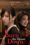 Burn the House Down TV show poster: Anzu and Makiko are together but facing away from eachother in center of frame. 
