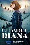 Citadel TV Poster: Matilda De Angelis wears a dark blue coat. She is surrounded by sloping walls with people on top of them.
