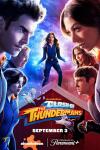 Clash of the Thundermans TV show poster: Chloe uses her energy powers while the rest of the family is divided in half, staring angrily at each other