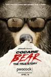 Cocaine Bear: The True Story: Closeup of a bear's face with sunglasses on and the words Cocaine Bear: The True Story underneath