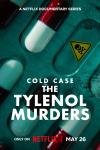 Cold Case: The Tylenol Murders TV show poster: A metal tray holds red and white capsule pills. A skull and crossbones sticker sits in a slot.