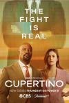Cupertino TV show poster: Mike Colter and Rachel Keller stand in front a pixelated screen. Tag reads: “The Fight Is Real.”