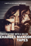 Conversations with a Killer: The Charles Manson Tapes TV show poster: Split-images of Charles Manson with dramatic lighting.