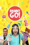 Danny Go! TV show poster: Danny Go runs in front of a colorful background with Pap Pap and Bearhead next to him