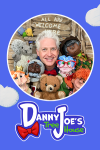 Danny Joe's Tree House: TV Image, blue sky, clouds, behind a logo with a white haired man and a flower box.