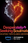 Desperately Seeking Soulmate poster: Burning blue and red heart outline against black backdrop. 