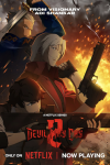 Devil May Cry Season TV show poster: Anime characters with dramatic poses and fiery background.