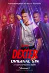 Dexter: Original Sin: Dexter brandishes a knife while he and a group of detectives stand behind a transparent plastic sheet