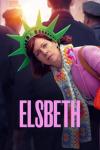 Elsbeth: A woman with a foam statue of liberty crown bends at the wait and looks into the camera.