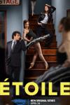 Étoile TV show poster: Luke, Cheyenne, and Genvieve each stand on stairs, each lost in thought. 